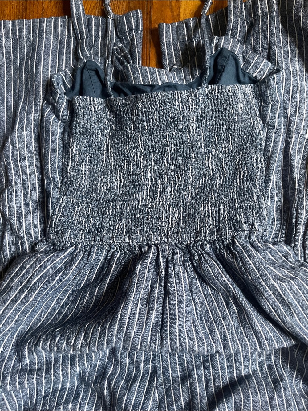 Abercrombie & Fitch Navy Striped Bow-Front Cutout Jumpsuit - Picture 4 of 4